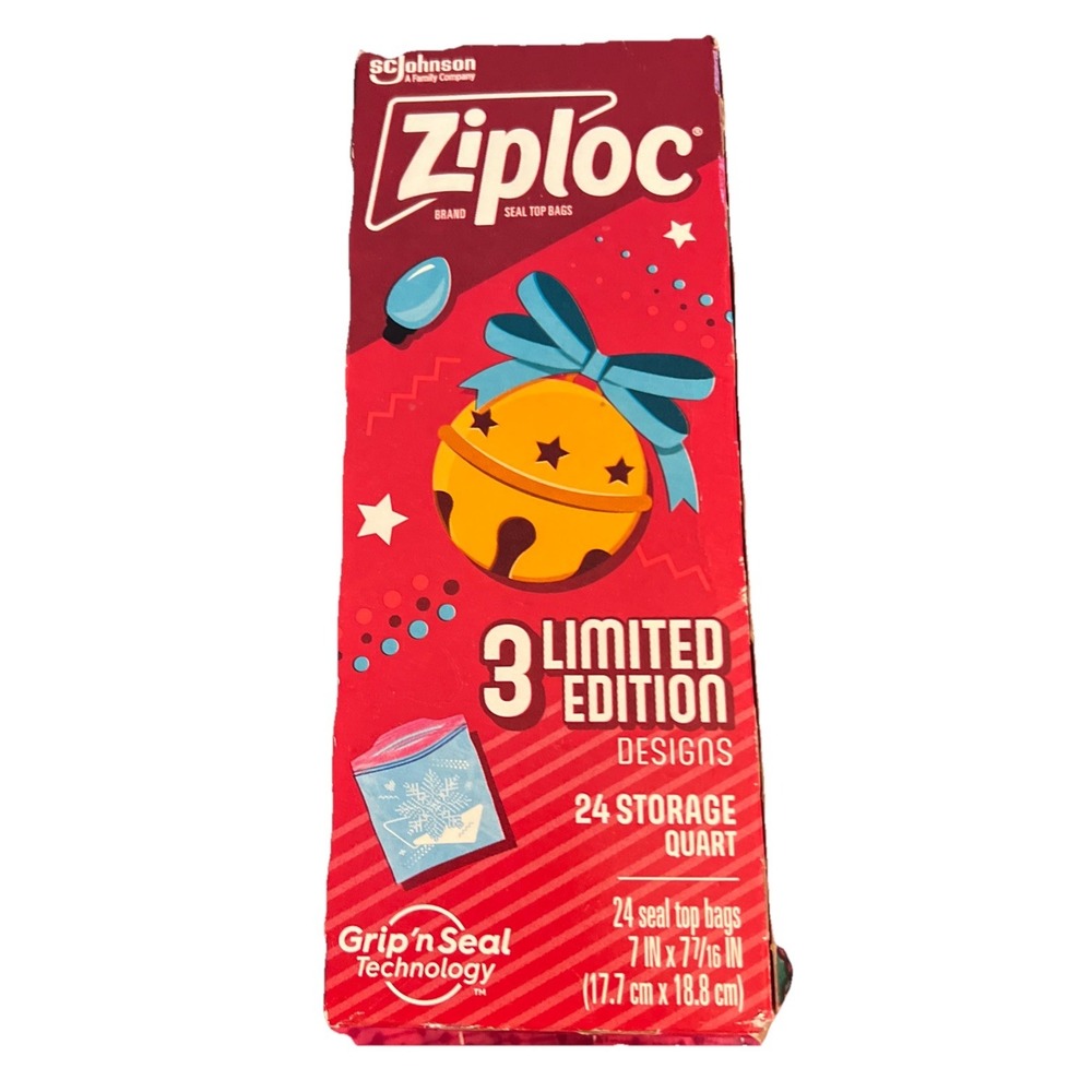 Ziploc‎ Holiday Storage Bags 3 Limited Edition Designs 24 (1-Quart)